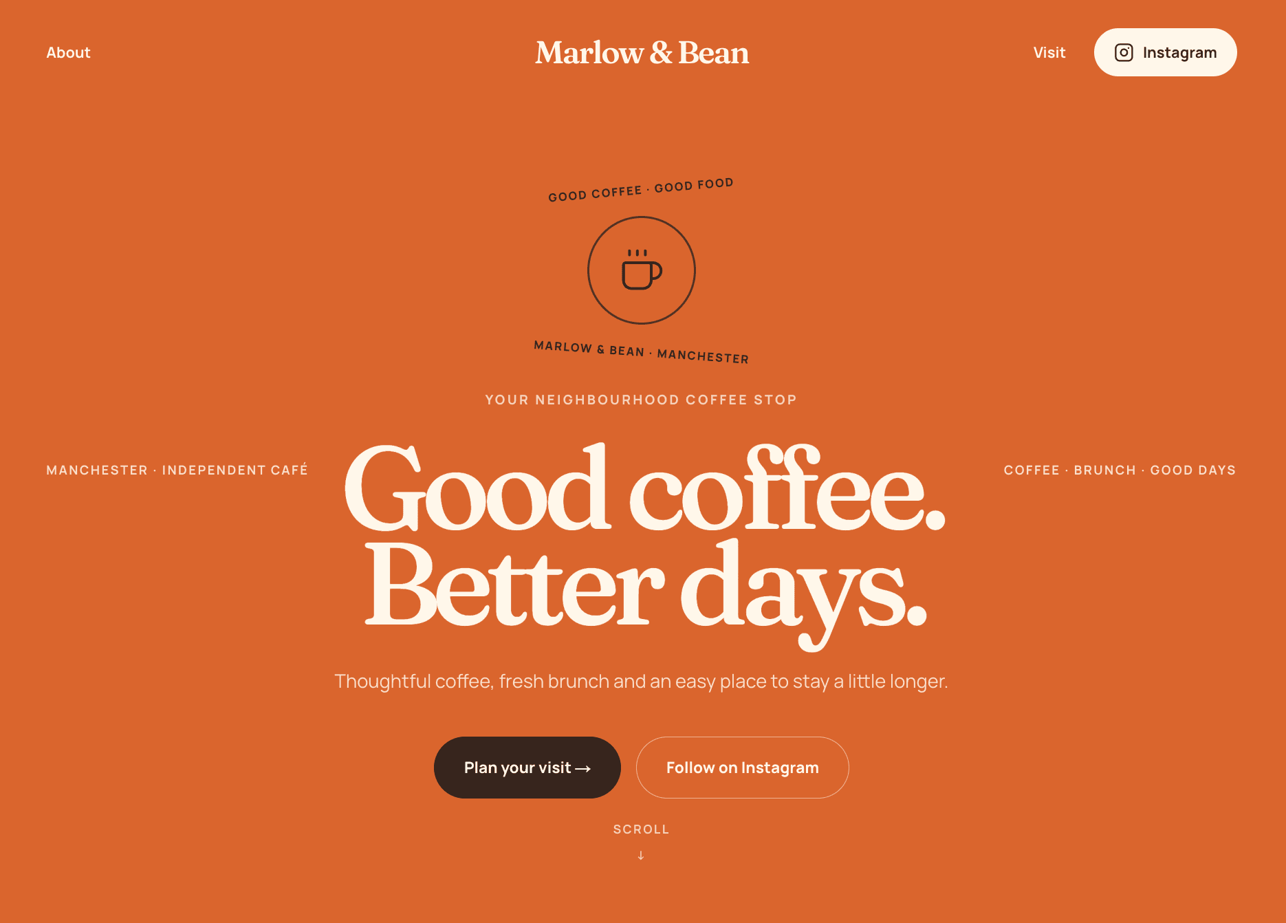 Marlow & Bean café concept website